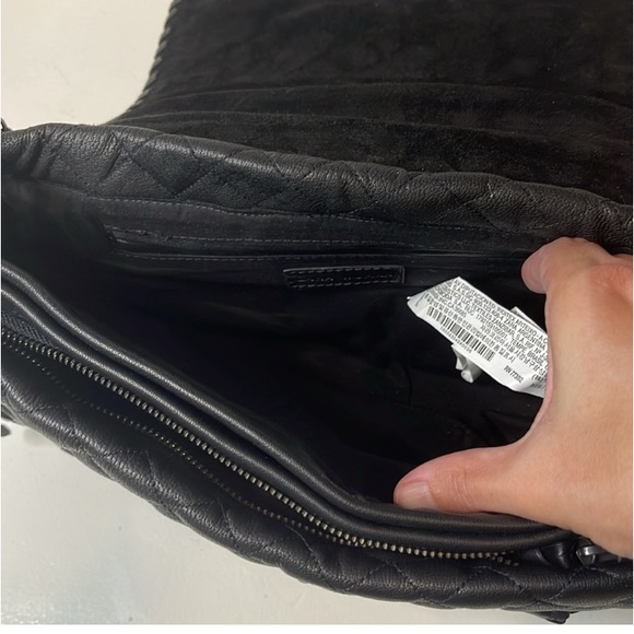 ZARA Quilted Leather W/Crossbody Chain Strap Black Chic City Bag RARE - Picture 15 of 16